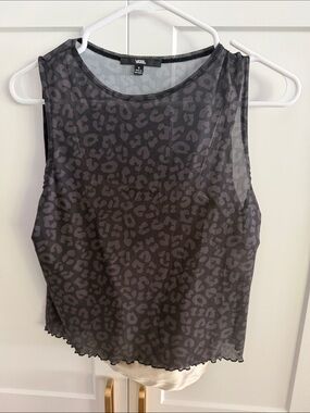 Vans Women's Black Leopard-Print Mesh Tank Size Small